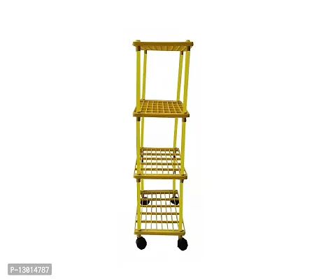 4L Standing Kitchen Rack with Yellow Pipe & Wheel (Yellow)-thumb4