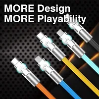 180deg; Rotating Fast Charging Data Cable | Flexible Rotary Connector Cable / Charging Cord With LED Indicator / Mobile Accessories (Pack of 1,Multicolor)-thumb2