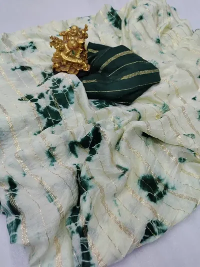 Chanderi Silk Shibori Zari Woven saree with Blouse Piece
