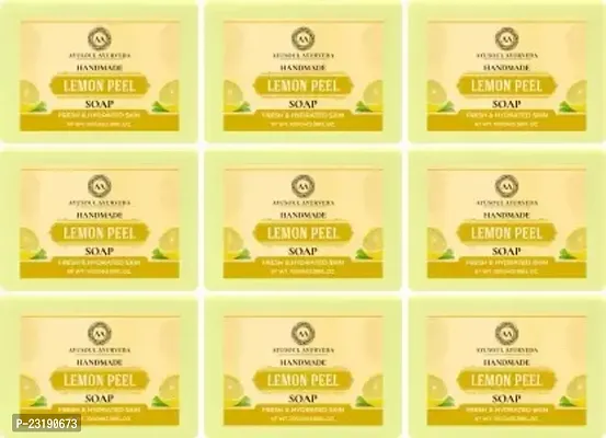 Ayusoul Ayurveda Khadi Herbal Natural Lemon Bath Soap For Skin Brightening -100 ml Each,Pack Of 9