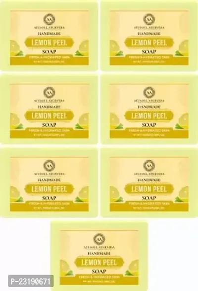 Ayusoul Ayurveda Khadi Herbal Natural Lemon Bath Soap For Skin Brightening -100 ml Each,Pack Of 7