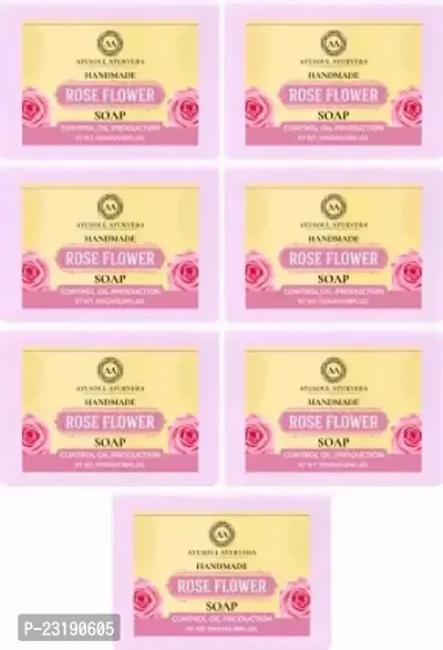 Ayusoul Ayurveda Khadi Herbal Natural Rose Bath Soap For Soothing And Natural Skin -100 ml Each,Pack Of 7