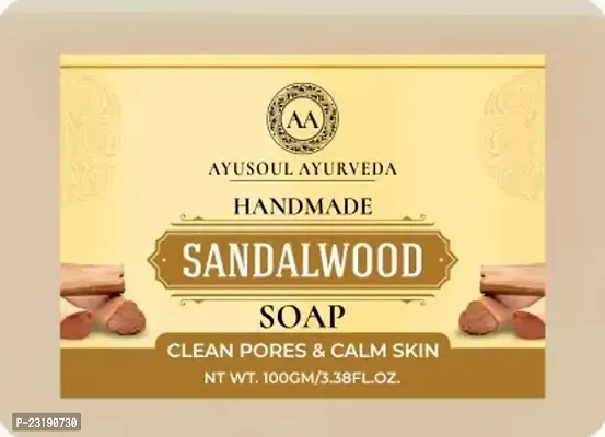 Ayusoul Ayurveda Khadi Herbal Natural Sandalwood Bath Soap For Soothing And Natural Skin -100 ml