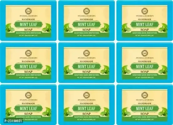 Ayusoul Ayurveda Khadi Herbal Natural Mint Bath Soap For Soothing And Natural Skin -100 ml Each,Pack Of 9