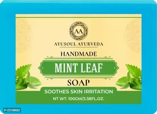 Ayusoul Ayurveda Khadi Herbal Natural Mint Bath Soap For Soothing And Natural Skin-100 ml