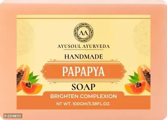 Ayusoul Ayurveda Khadi Herbal Natural Papaya Bath Soap For Soothing And Natural Skin -100 ml