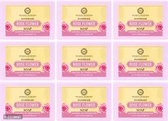 Ayusoul Ayurveda Khadi Herbal Natural Rose Bath Soap For Soothing And Natural Skin -100 ml Each,Pack Of 9