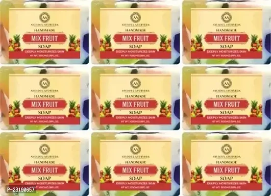 Ayusoul Ayurveda Khadi Herbal Natural Mix Fruit Bath Soap For Soothing And Natural Skin -100 ml Each,Pack Of 9