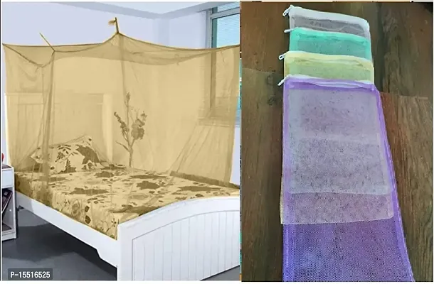 Puja Industry Mosquito net for Single Bed - Multicolour - 5 x 7, Ginger Orange