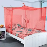 Puja Industry Mosquito net for Single Bed | Double Bed | Foldable Machardani | Strong Net | Extra Mosquito Protection (6 x 7, RED)(Combo of Mosquito Net with Poly Bag - 1 PC)-thumb2