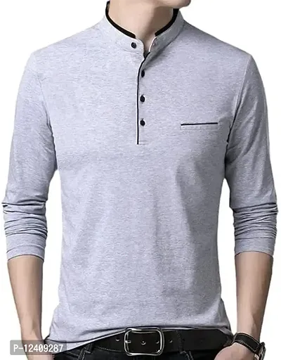 RB Men's Regular Fit Grey T-Shirt_Bone Designed_Full Sleev M-thumb0
