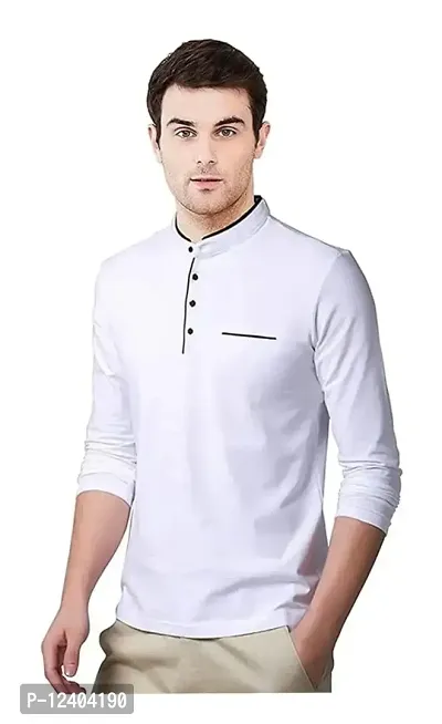 RB Men's Regular Fit White T-Shirt_Bone Designed_Full Sleev M-thumb0