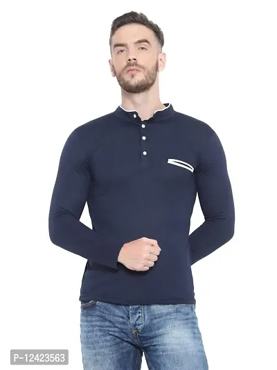 RB Men's Regular Fit Blue T-Shirt_Bone Designed_Full Sleev L-thumb0