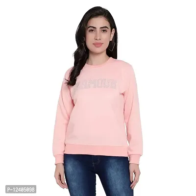 RB Women Sweatshirt/Pullover Winter wear Round Neck Embellished Pink Desiger-S