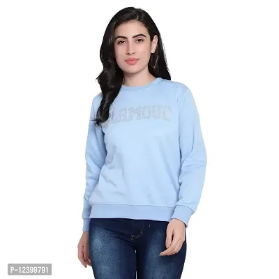RB Women Sweatshirt/Pullover Winter wear Round Neck Embellished Blue Desiger-XL