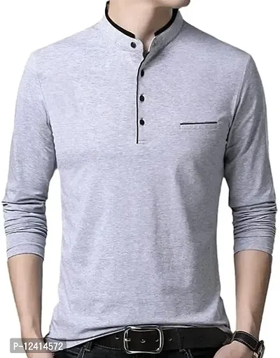RB Men's Regular Fit Grey T-Shirt_Bone Designed_Full Sleev L-thumb0