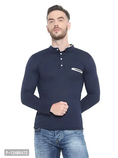 RB Men's Regular Fit Blue T-Shirt_Bone Designed_Full Sleev XL