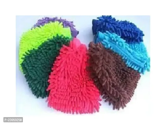 Microfiber Polyester Synthetic Wool Car Wash Mitt Wet And Dry Duster Pack Of 4 Multicolour