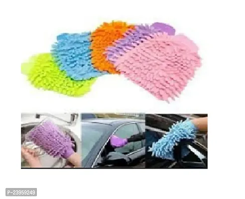 Microfiber Polyester Synthetic Wool Car Wash Mitt Wet And Dry Duster Pack Of 4 Multicolour