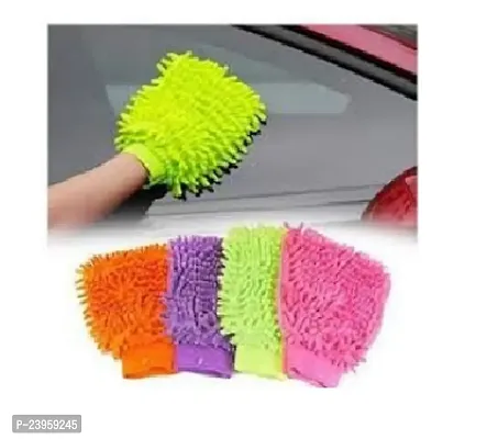 Microfiber Dust Cleaning Hand Mop Glove For Cleaning Car Home Office Kitchen Hotel Set Of 4 Pieces (Multi Color)