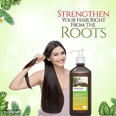 Mukti Gold Herbal Hairwash with Conditioner - 500mL(Pack of 2) | Strengthens The Hair Naturally | Repairs Roots to Split Ends Reduce Dandruff-thumb3