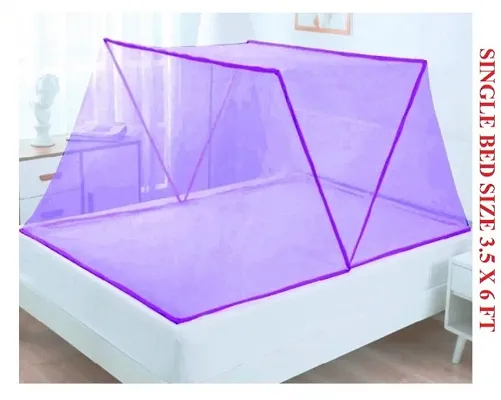 SKYNET SINGLE BED ( 6 x 3.5 ft ) Purple Colour Easy Fold Mosquito Net