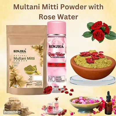 Combo Face Pack Rose Water 100Ml+Multani Mitti Powder 200G