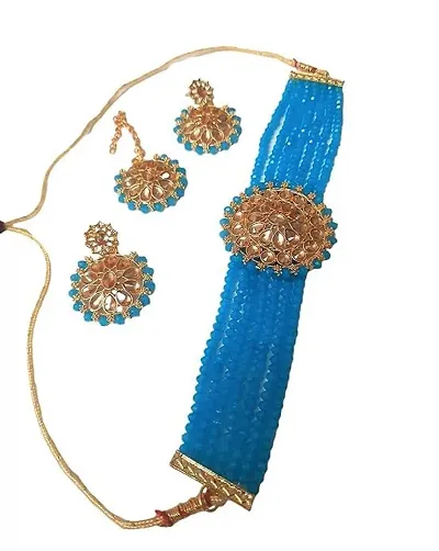 Stylish Metal Necklace With Earrings Jewellery Set For Women