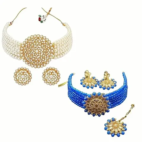 Combo of 2 Alloy Beads Choker Sets