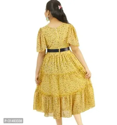 Stylish Yellow Georgette Printed Frocks For Girl-thumb2