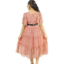 Stylish Peach Georgette Printed Frocks For Girl-thumb1