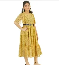 Stylish Yellow Georgette Printed Frocks For Girl-thumb2