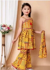 Alluring Yellow Cotton Blend Stitched Salwar Suit Sets For Girls-thumb2