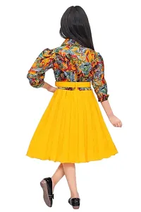 Stylish Yellow Cotton Blend Printed Frocks For Girl-thumb1