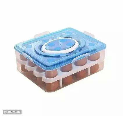 Double Layer Egg Storage Box  Egg Basket, 32 Eggs- Multicolour-thumb0