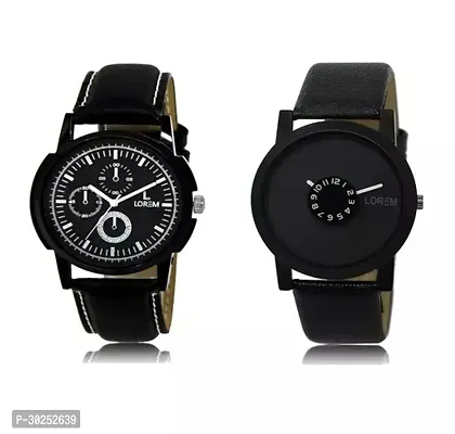 Stylish Leather Watch For Men Pack Of 2-thumb0