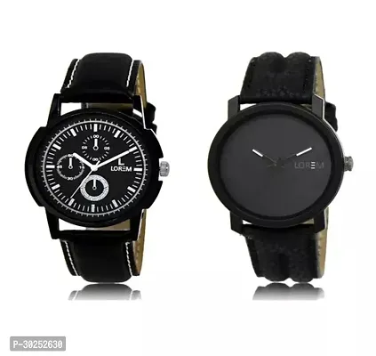 Stylish Leather Watch For Men Pack Of 2-thumb0