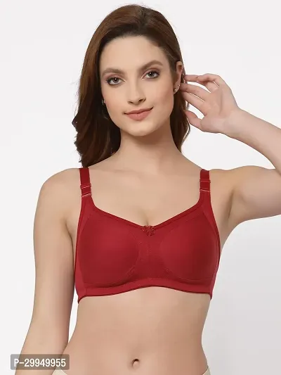 Stylish Red Cotton Bland Solid Bras For Women-thumb2