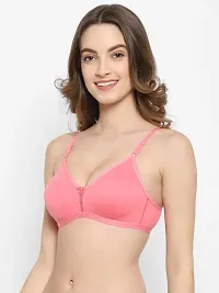 Stylish Peach Cotton Bland Solid Bras For Women-thumb1