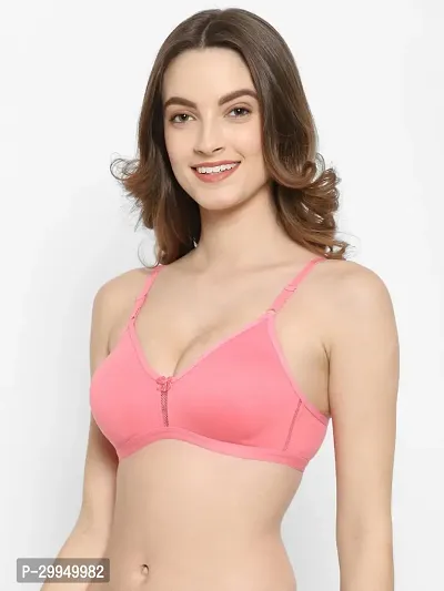 Stylish Peach Cotton Bland Solid Bras For Women-thumb2