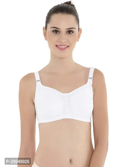 Stylish White Cotton Bland Solid Bras For Women-thumb0