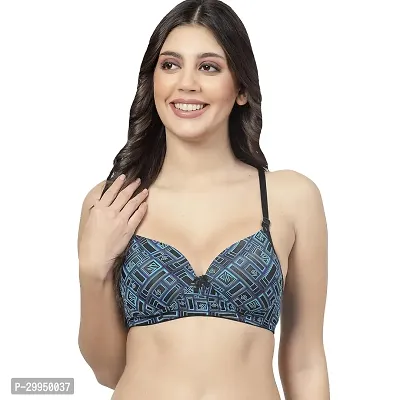 Stylish Blue Cotton Bland Printed Bras For Women-thumb0