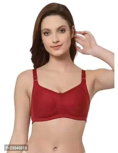 Stylish Maroon Stretch Cotton Solid Bras For Women-thumb0