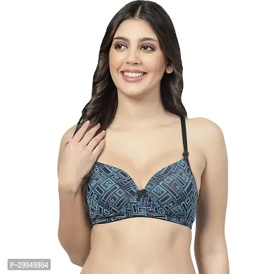 Stylish Blue Cotton Bland Printed Bras For Women-thumb0