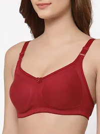 Stylish Red Cotton Bland Solid Bras For Women-thumb2