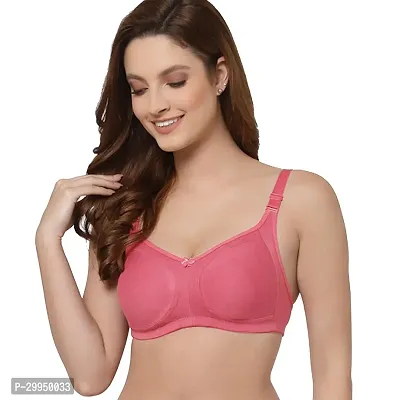 Stylish Pink Cotton Bland Solid Bras For Women-thumb0