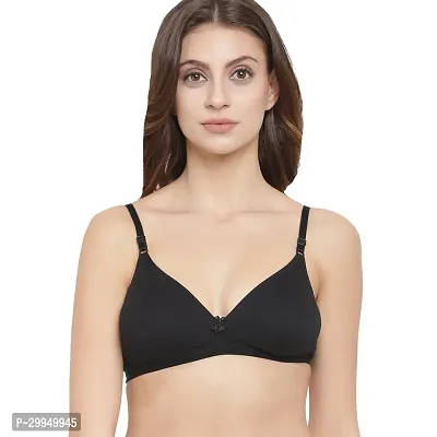 Stylish Black Cotton Bland Solid Bras For Women-thumb0