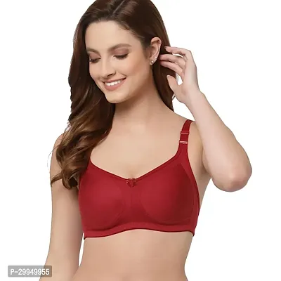 Stylish Red Cotton Bland Solid Bras For Women-thumb0