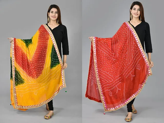 Stylish Art Silk Printed Dupatta for Women Pack of 2
