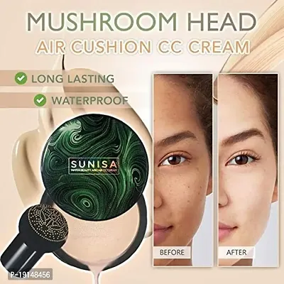 Crynn 3in1 Matte Moisturising CC  BB Waterproof Foundation with Air Cushion Mushroom (ALL SKIN TYPES) + Beauty Makeup Blender/Sponges (Set of 2)-thumb2